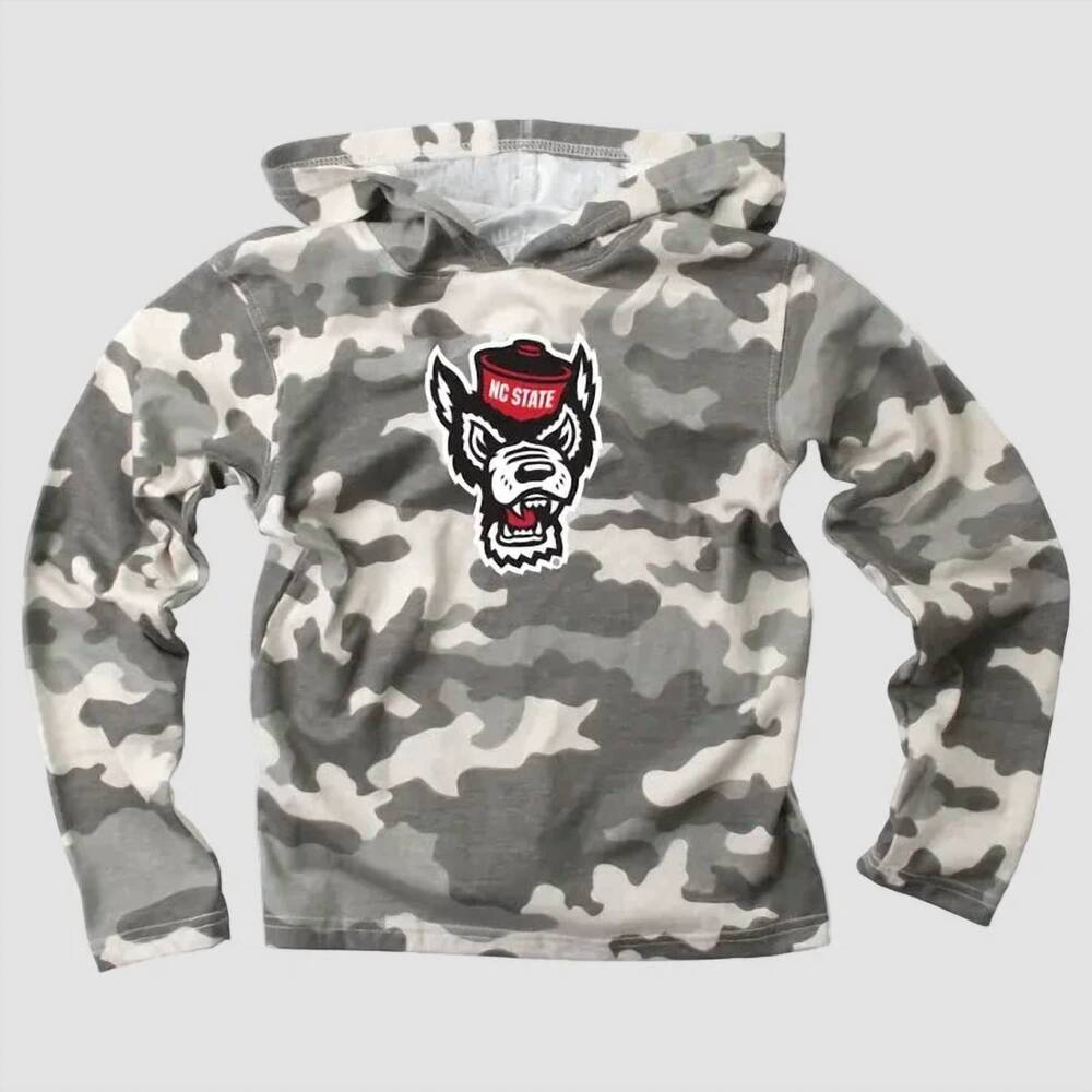 NEW WES AND WILLY kid's north carolina state camo hoodie in grey